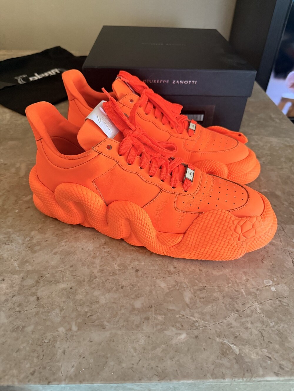 Giuseppe Zanotti Cobrás In Orange Edition Made In Italy Sneakers Men's Size 11